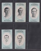 Cigarette cards, Cope's, Noted Footballers (Clips, 282 subjects), Watford, five cards nos 257,