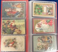 Postcards, Father Christmas and Snowmen, a collection of 56 cards to include embossed, gilded,