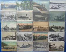 Postcards, Whaling, 31 cards to include whale stations, beached whales, whaling ships etc. (fair/gd)