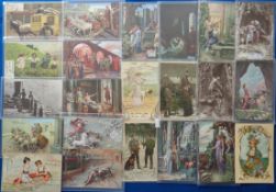Postcards, Glamour and Art Nouveau, 58 cards to include Mauzan, Mailick, Mastroianni etc. Greek,