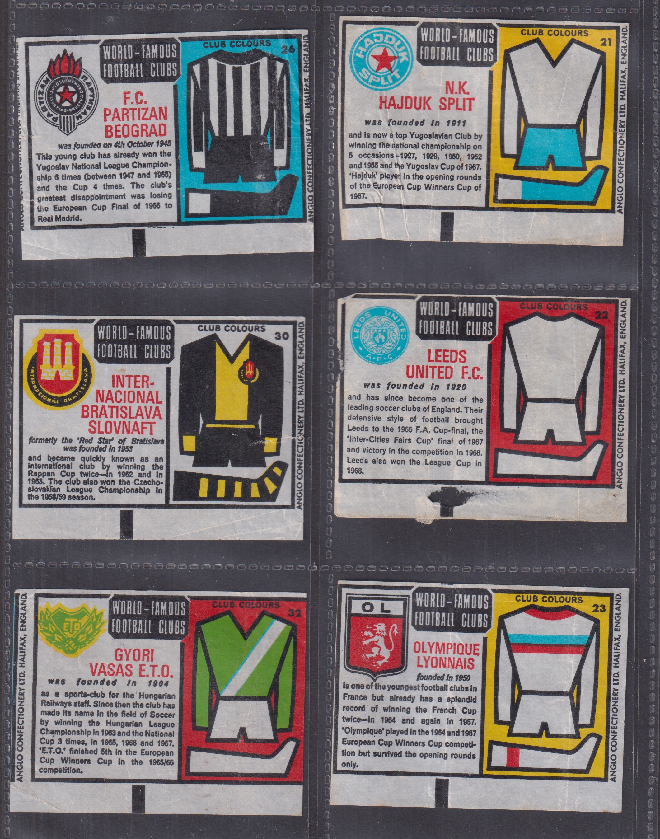 Trade cards, Anglo Confectionery, World Famous Football Clubs, (Wax Wrappers), 37 different (some - Image 3 of 7