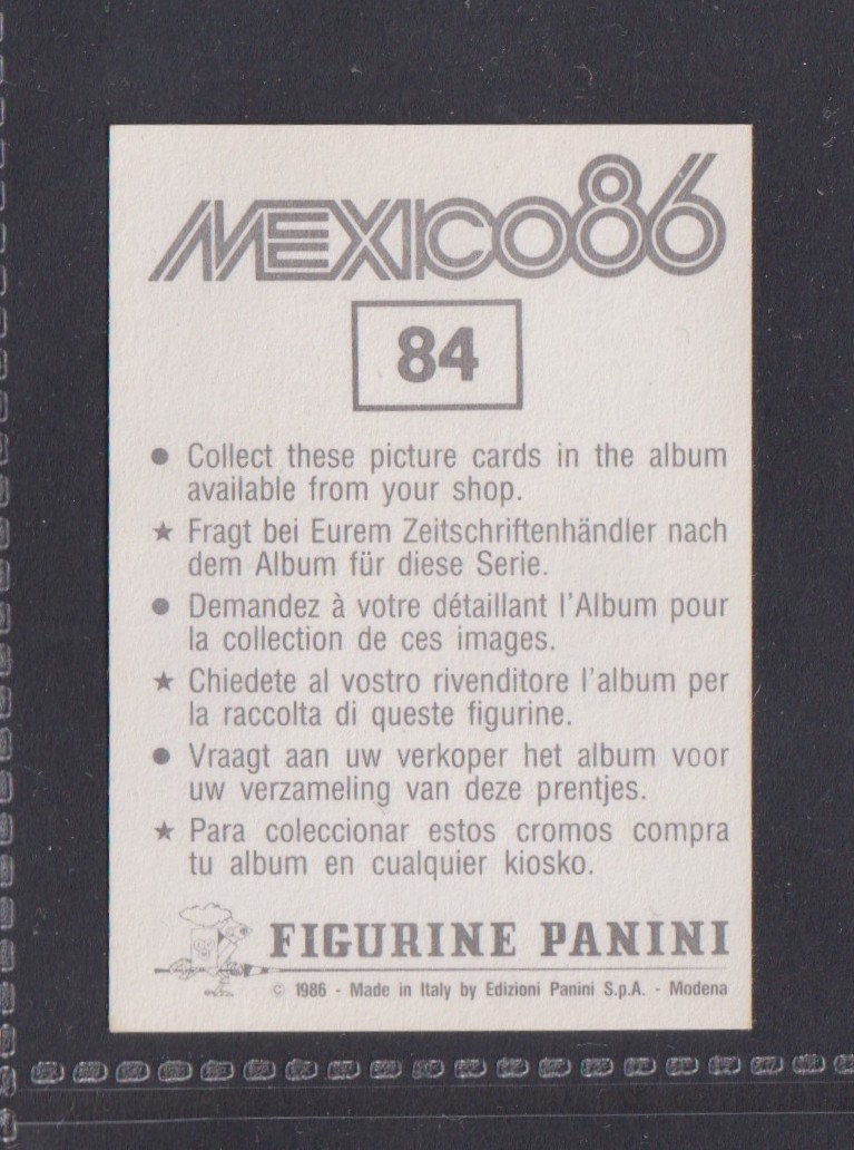 Trade Sticker, Panini Mexico World Cup 1986, single sticker no.84 Diego Maradona Argentina (with - Image 2 of 2