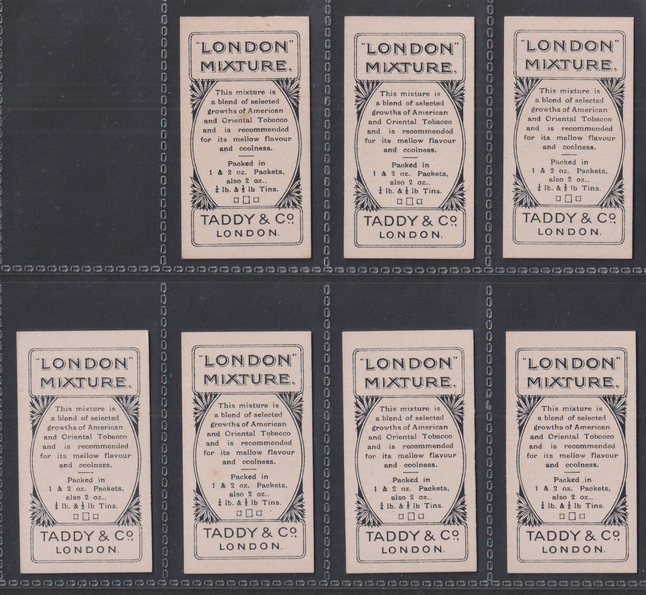 Cigarette cards, Taddy Prominent Footballers (London Mixture), Fulham, seven cards, E. Coquet, H. - Image 2 of 2