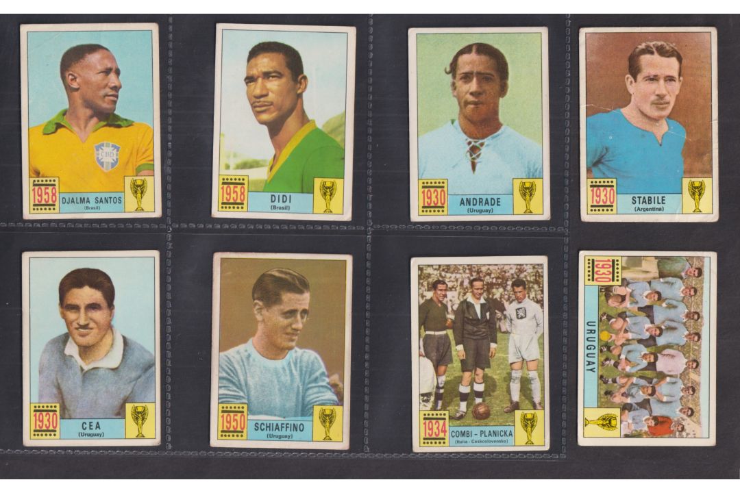 Trade cards, Panini, Mexico 70, 8 Special World Cup History Cards, Uruguay Team (1930), Santos ( - Image 1 of 2