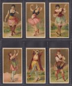Cigarette cards, Japan, Murai, Dancing Girls of the World (backs all in dark green), six cards,
