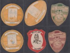 Trade cards, Baines, a collection of 6 shaped cards, 'Well Played Dundee', 'Play Up Edinburgh', '