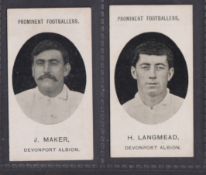 Cigarette cards, Taddy Prominent Footballers (No Footnote), Devonport Albion, two cards, H. Langmead