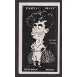 Trade cards, Barratt's, Football Stars (Caricatures, 1930), type card (black & white), Dixie Dean,