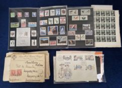 Stamps, Glory box of all word stamps, covers, cards and albums to include a bundle of 1940s-80s