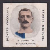 Trade card, Packer's Chocolates, Footballers, 'K' size, type card, no 23 R. Crompton, Blackburn