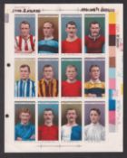 Cigarette card proof sheets, Ogden's, Famous Footballers, set of 50 cards on four, plain back, proof