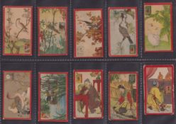 Cigarette cards, Japan, Toa Tobacco Co., Japanese scenes, red border, blank back, miniature