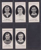 Cigarette cards, Taddy Prominent Footballers (London Mixture), Woolwich Arsenal, five cards, R.
