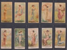 Cigarette cards, China, Egyptian Cigarettes Manufacturing Co, Beauties Nymphs, 10 cards, 5 each from