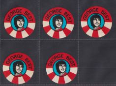 Trade cards, BAB Products, George Best, Manchester United, 5 circular single issue cards of Best (