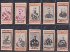 Cigarette cards, Japan, Murai, Japanese Personalities, 10 type cards all with blue backs, 2 with red
