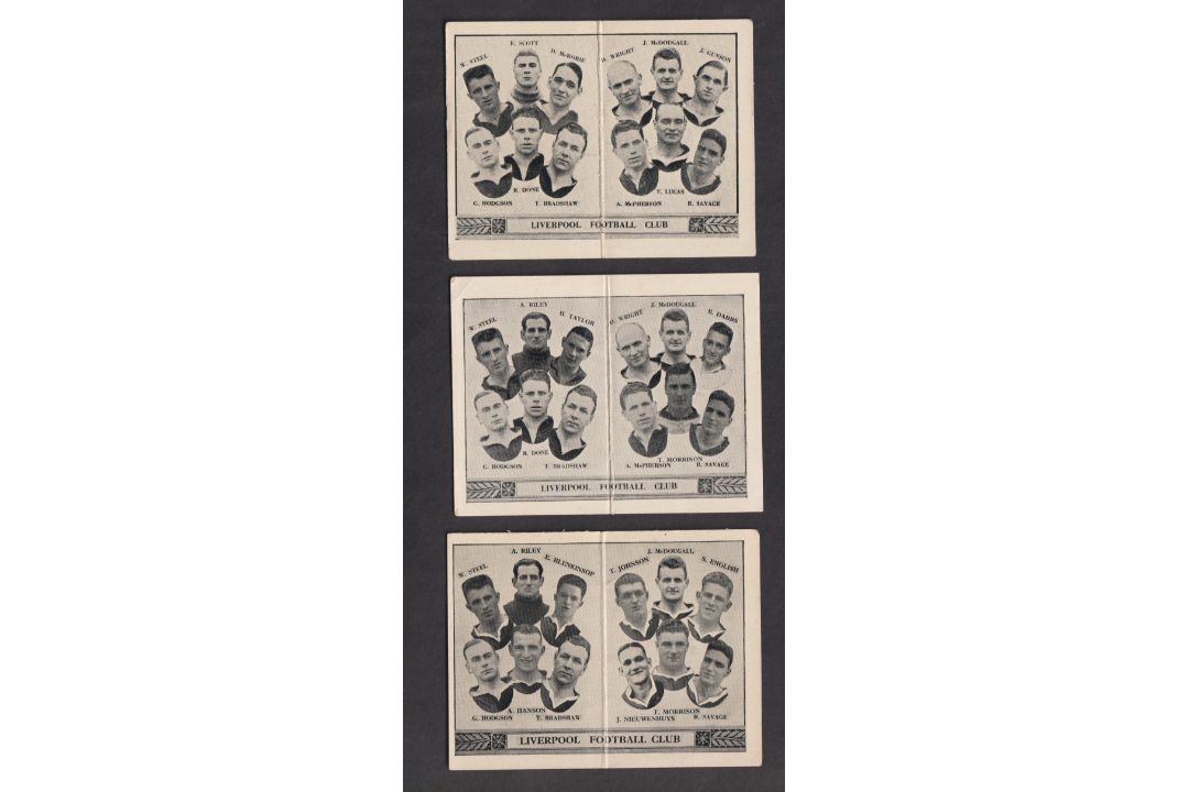 Trade cards, Barratt's, Football Team Folders, Liverpool, three cards, 1932, 1933 & 1934 (gd) (3) - Image 1 of 2