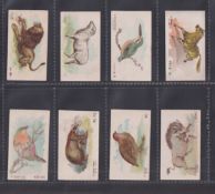 Cigarette cards, Japan, Kimura, Animals & Birds, 8 cards, A Lion, A Sheep, A Kingfisher, A Zebra,
