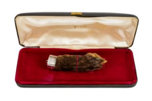 A silver mounted taxidermy claw - London 1980, possibly an otter paw, 9cm long.