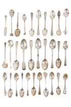 A quantity of various teaspoons - mixed dates, Georgian and later, 449g.