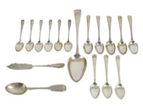 A Georgian silver table spoon - Exeter 1805, Richard Ferris, engraved with ownership initials,