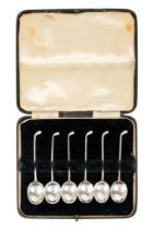 A set of six silver golfing themed tea spoons - Birmingham 1930, the bowls with golf club handles,