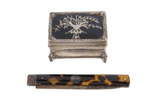 A George III silver bladed folding fruit knife - Sheffield 1781, with a tortoiseshell handle set