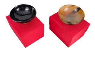 A horn and silver mounted bowl - London 2014, by Baybrook & Britten, the simple dish shaped bowl