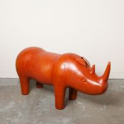 LARGE TAN LEATHER LIBERTY STYLE RHINO FOOTSTOOL