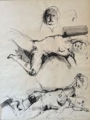 Bernard DUFOUR (1922-2016)  Etude de femme nue allongée, 1969. 