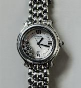 Montre CHOPARD, modèle "Happy Sport", à mouvement quartz, boitier acier 26 mm, cadran blanc, chiffre