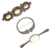 Antique Celtic Silver Brooch Collection including Citrine, 38g