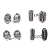 Antique Silver Cufflink Collection including Celtic, Letter D, 17.1g