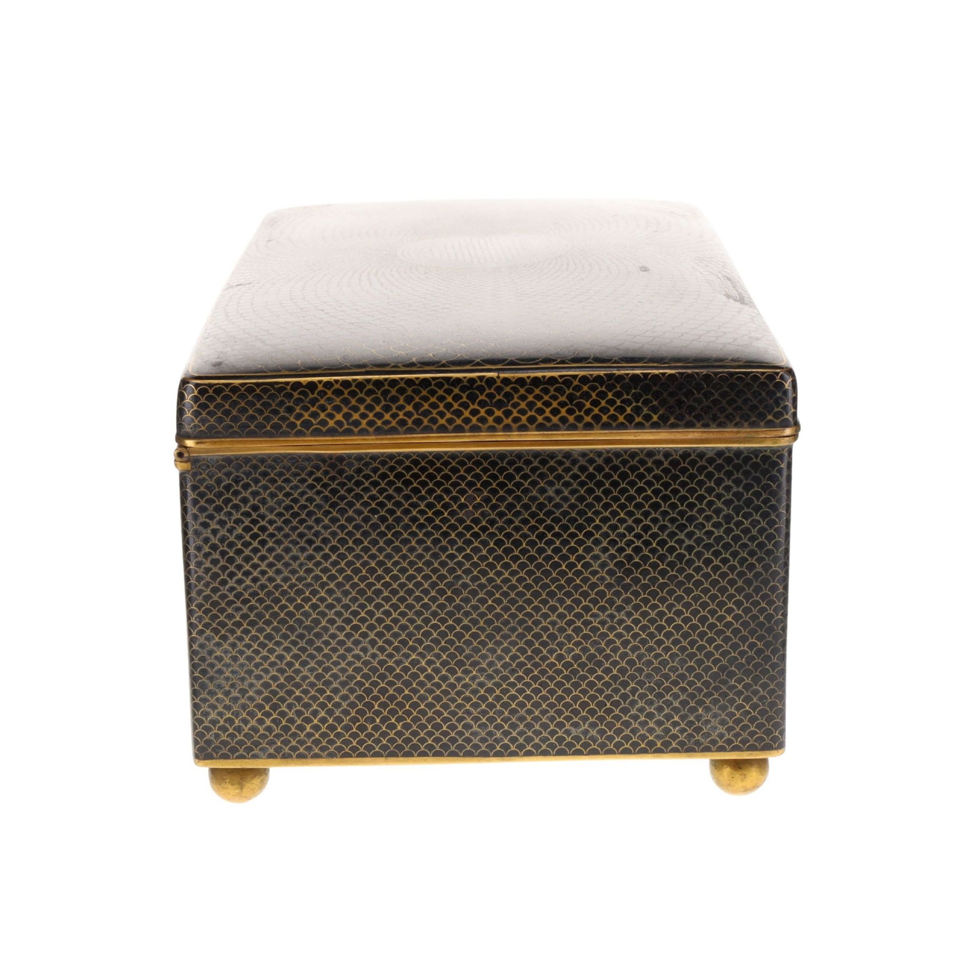 Antique Fish Scale Design Cloisonne Enamel Box - Image 5 of 7