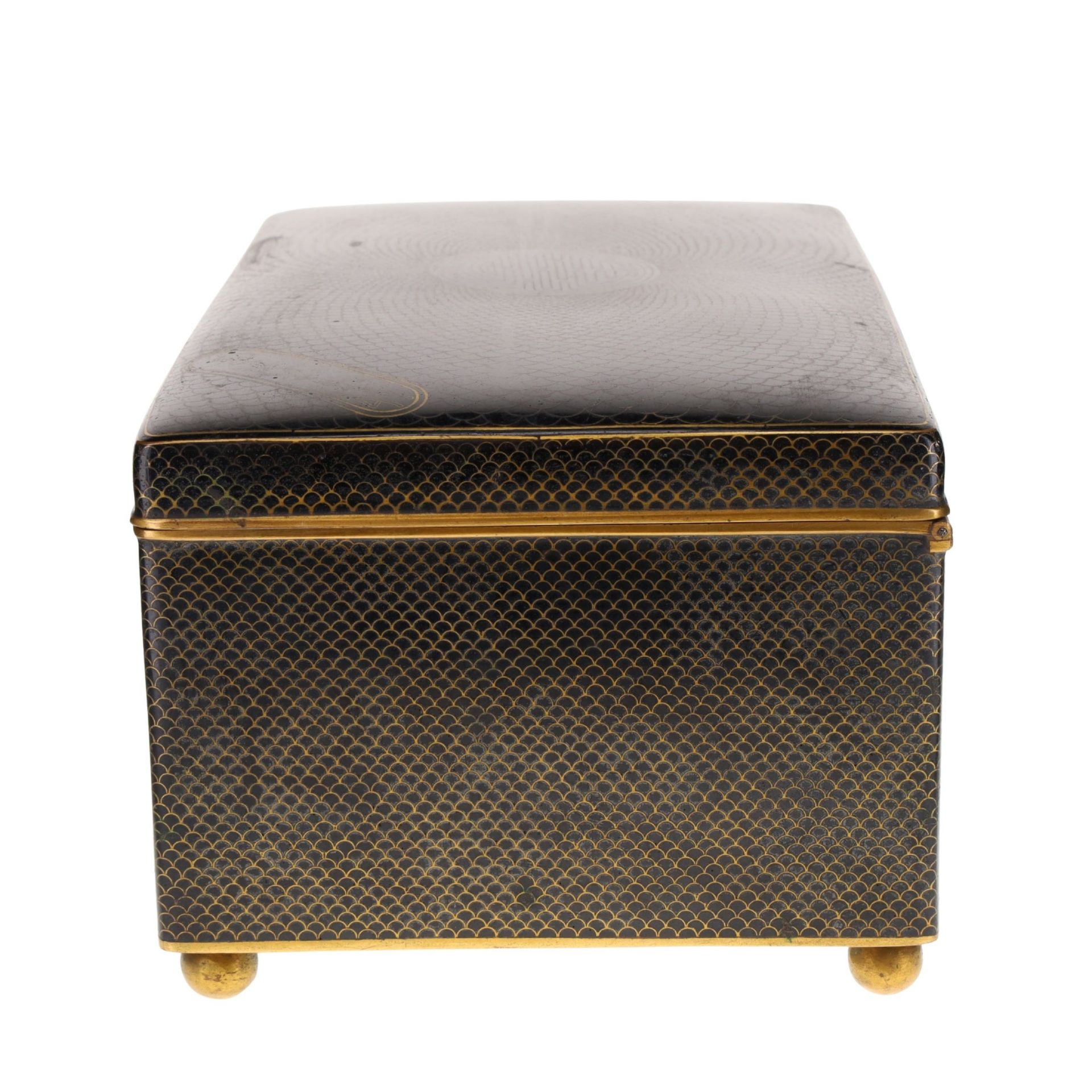 Antique Fish Scale Design Cloisonne Enamel Box - Image 7 of 7