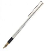 S.T Dupont - Silver Plated Fountain Pen, 18ct Gold Nib