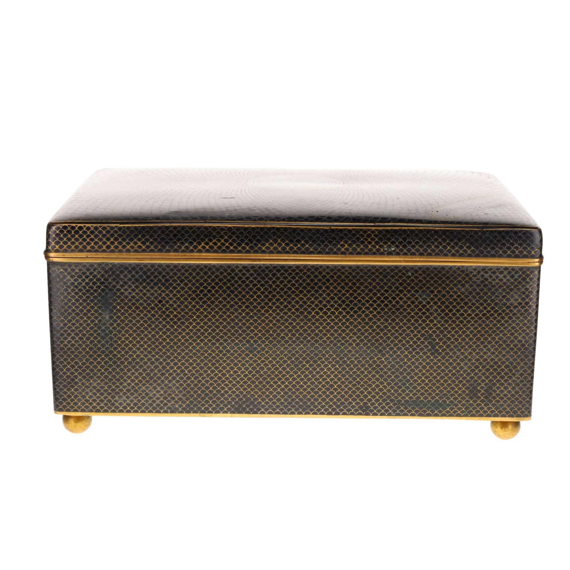 Antique Fish Scale Design Cloisonne Enamel Box - Image 4 of 7