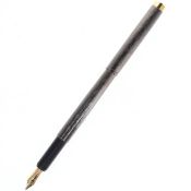 Dunhill Gemline Gunmetal Fountain Pen, 14ct F Gold Nib, Boxed