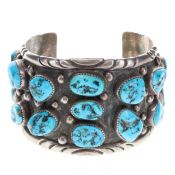 Navajo Turquoise Sterling Silver Cuff Bangle, 131g