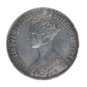 Antique 1847 Queen Victoria Sterling Silver Gothic Crown Coin, 28.3g