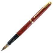 Parker - 75 Orange Lacquer Cased Fountain Pen, 14ct Gold Nib