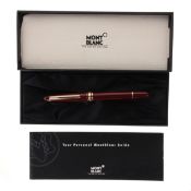 Montblanc - Meisterstuck Burgundy Fountain Pen, 14ct White Gold Nib