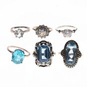 Mid Century Silver Ring Collection including Paste, Marcasite, 23.5g