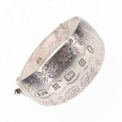 Rigby & Wilson Sterling Silver Engraved Floral Bangle, 35.6g