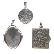 Sterling Silver Locket Pendant Collection including Etched, Foliate, Textured, 26.5g