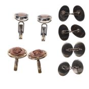 Antique and Later Cufflink Collection including Enamel and Lava Stone Cameo, 40.3g