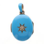Victorian Enamel and Split Pearl Silver Locket Pendant, 27g