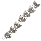 ND Studio Sweden Sterling Silver Foliate Panel Bracelet, 38g
