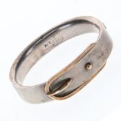 Silver Buckle Bangle with Gold Tone Accents, 25g