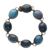 BON Swedish Blue Stone Set Silver Panel Bracelet, 39g